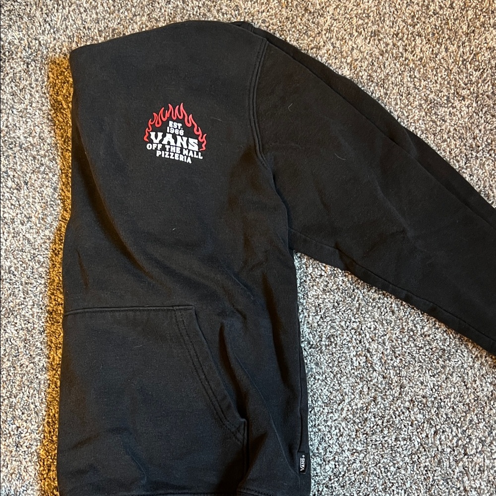 Vans Black Hoodie with Red Flame Graphic